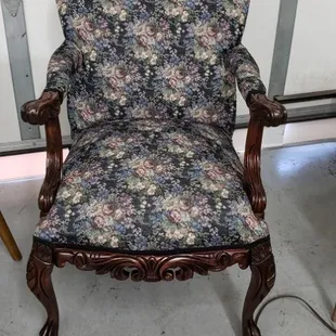 Vintage side chair with refinished wood.