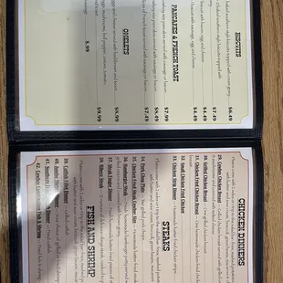 two menus on a table