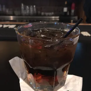 Ask for Kevin's drink! Makers Mark, Coke, and a float of Peach Schnapps!