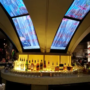 Bar has fish screens to let you know when your reservation (fish) is about to be called.