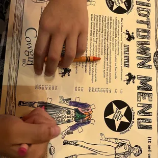 Kids menu
