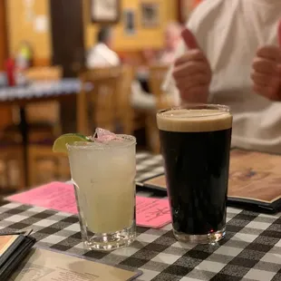 House margarita and Left Hand Nitro Milk Stout