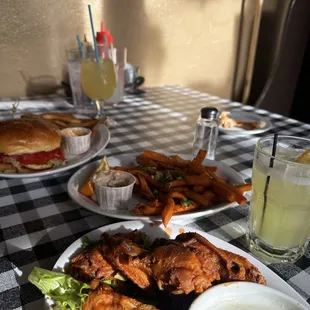 Buffalo wings and their signature burger