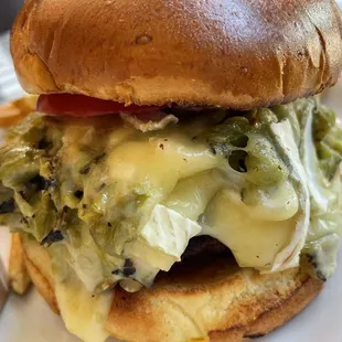 Green Chile Cheeseburger