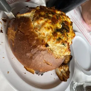 Crab dip in bread bowl