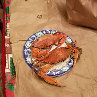 two crabs on a plate