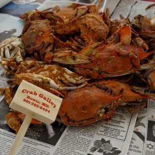a pile of crabs on a table