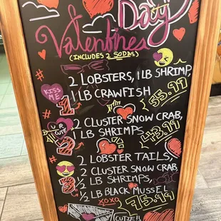 a menu for valentine&apos;s day