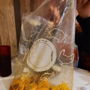 Shrimp  in a bag.