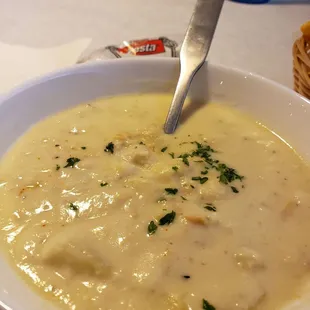 Clam chowder was good and if you dunk the Cajun fries in it, its even better!