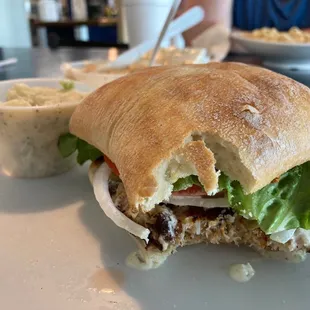Bronzed grouper sandwich - side of potato salad