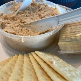 Shrimp dip and crackers (I never remember to take a picture BEFORE we start eating)