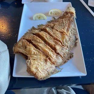 Whole Flounder, cheese grits and coleslaw!