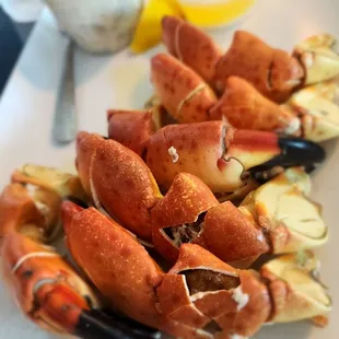 Stone crab. No extras needed. Y'all, don't sleep on the potato salad or coleslaw either.