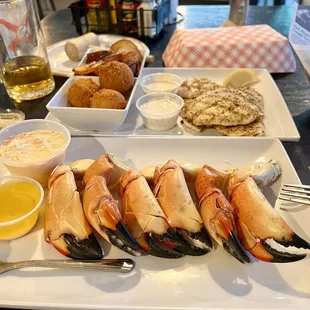 Stone Crab &amp; grilled Hogfish. Never heard of Hogfish- unbelievably good. Our server Jessica recommended