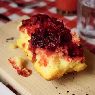 Strawberry Rhubarb Cake in a Pan - IG: @nelson_eats