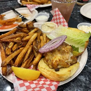 Excellent crab cake with yummy fries