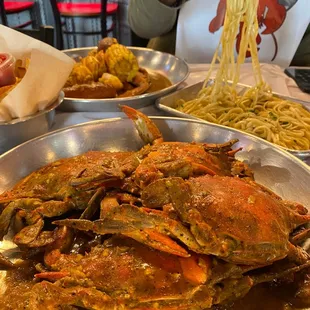 Blue Crab, The Bearing Sea, Garlic Noodles, and Cajun Fries