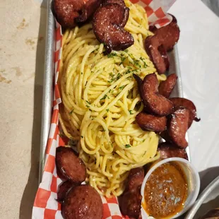 Garlic Noodles with Sausage