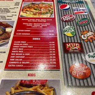 the menu of the restaurant