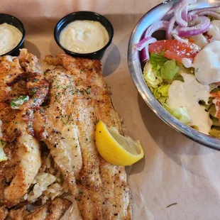 Blackened catfish and dirty rice