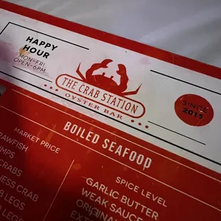 the crab station menu