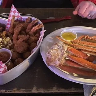 two plates of food on a table