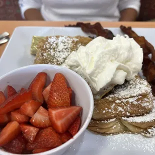 French Toast with side of fruit and bacon