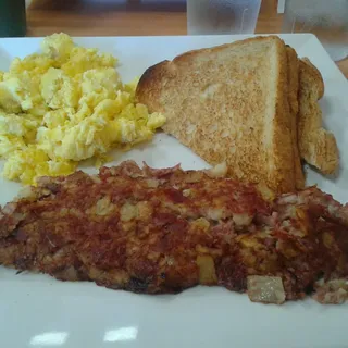 Corn Beef Hash, 2 Eggs, and Toast*