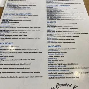 Breakfast menu