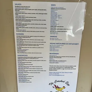 a menu on a refrigerator