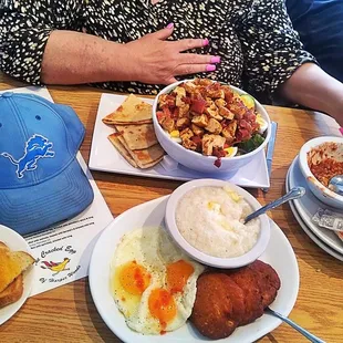 a woman eating breakfast