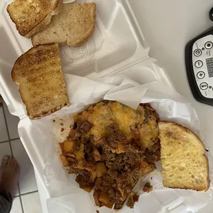 Missing 2 eggs over medium.