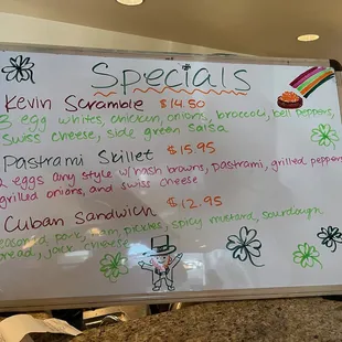 Specials board.