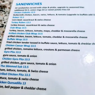 menu