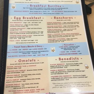 Breakfast menu