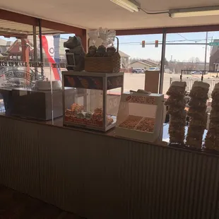 Fresh salted and cinnamon nuts , cashews and almonds