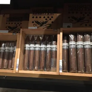 a shelf of cigars