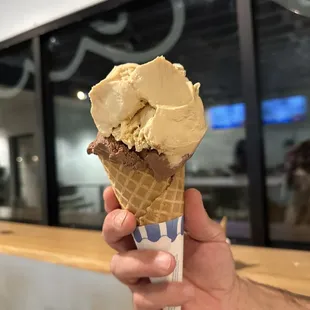 Double scoop in a waffle cone