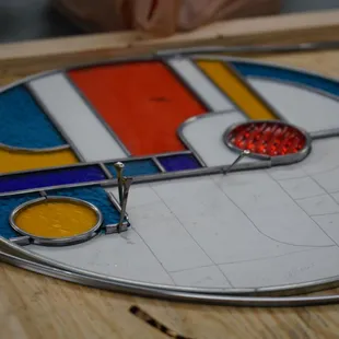 Stained glass project in process.