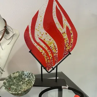 Glass flame sculpture