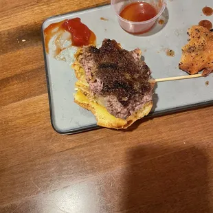 my fiancés medium well burger