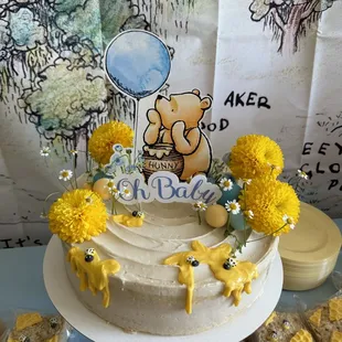 Winnie the Pooh themed baby shower cake (12")