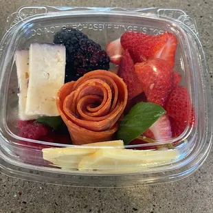 Fruit and mini charcuterie available in our grab and go cooler stop by or give us a call to see what we have available daily!