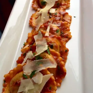 beef + veal ravioli: braised beef + veal ravioli, braising jus