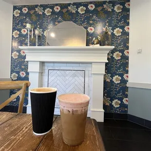 Iced Latte with Strawberry Cold Foam Brown Butter Toffee Latte