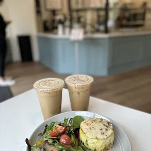 Breakfast Frittata and iced Honeybee Latte