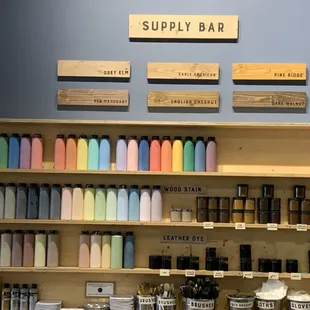 a variety of craft supplies on display