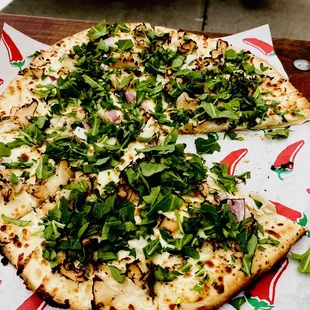 Gluten-free garlic olive oil / turkey/ greens/ onion