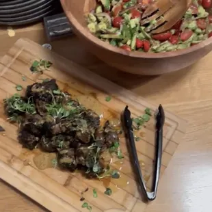 Steak rolls and the tomato/arugula/Avacado salad